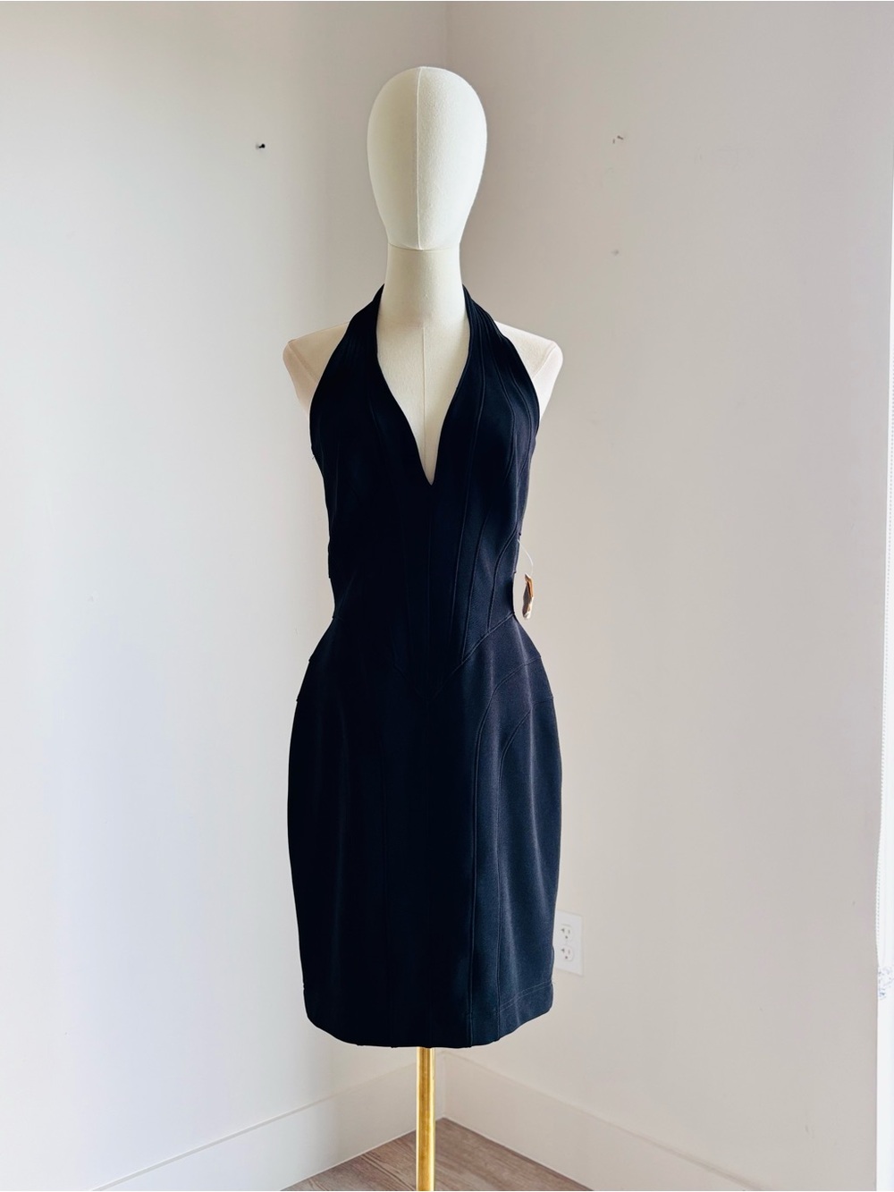 Tadashi Shoji Black One-Shoulder Halter Cocktail Dress